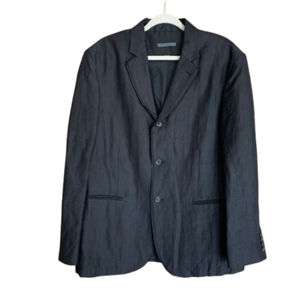 John Varvatos Black Size 54 Men's Three-Button Italy Linen Wool Blend Blazer EUC